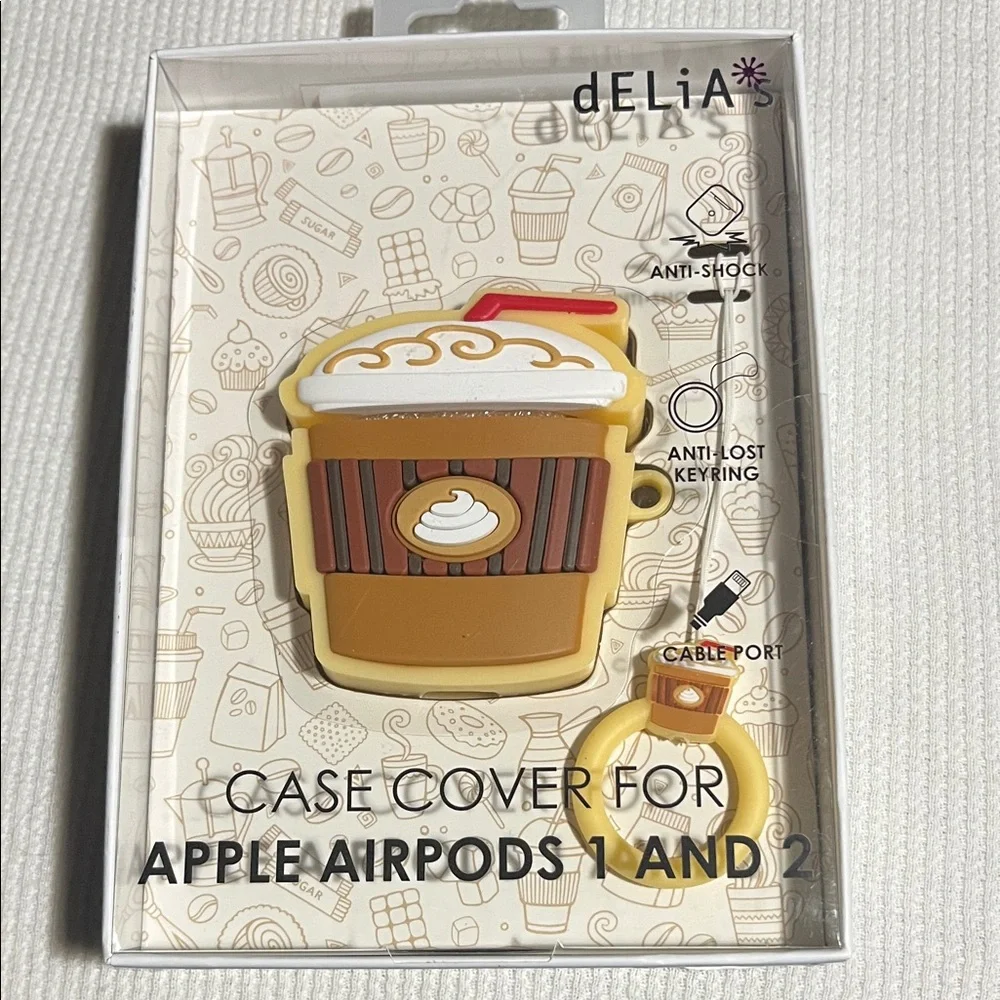 dELiA*s Coffee Cup AirPods Case - Brown and Cream
